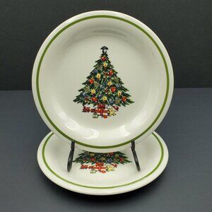 Mount Clemens Pottery Christmas Tree Salad Plates Holiday Dessert Plates